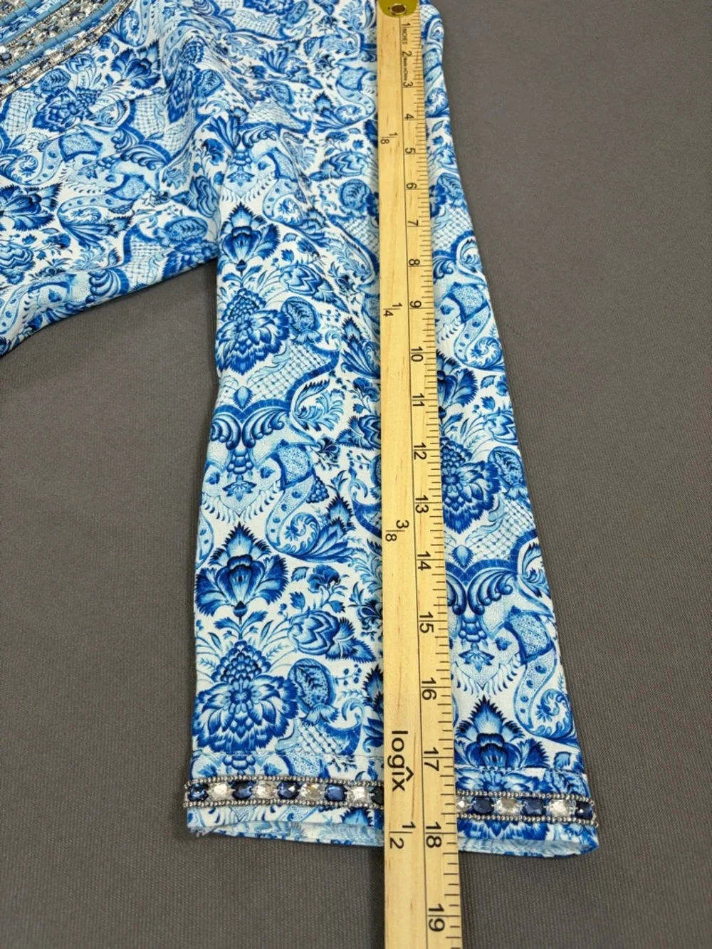 Nicoblu Beaded Resort Dress Blue White Mediterranean Luxe Size 6 - Picture 14 of 15